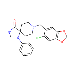 O=C1NCN(c2ccccc2)C12CCN(Cc1cc3c(cc1Cl)OCO3)CC2 ZINC000013864320