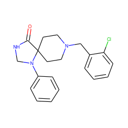 O=C1NCN(c2ccccc2)C12CCN(Cc1ccccc1Cl)CC2 ZINC000028885729