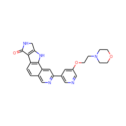 O=C1NCc2[nH]c3c(ccc4cnc(-c5cncc(OCCN6CCOCC6)c5)cc43)c21 ZINC000072112356