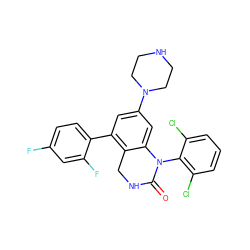 O=C1NCc2c(-c3ccc(F)cc3F)cc(N3CCNCC3)cc2N1c1c(Cl)cccc1Cl ZINC000012502758