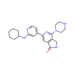 O=C1NCc2c1cc(-c1ccnc(NC3CCCCC3)c1)nc2N1CCNCC1 ZINC000058569489