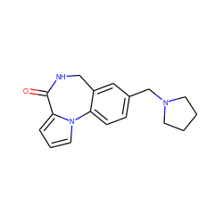 O=C1NCc2cc(CN3CCCC3)ccc2-n2cccc21 ZINC000043013868