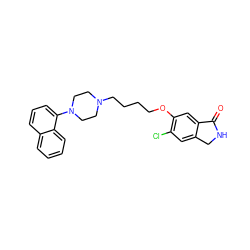 O=C1NCc2cc(Cl)c(OCCCCN3CCN(c4cccc5ccccc45)CC3)cc21 ZINC000064539557