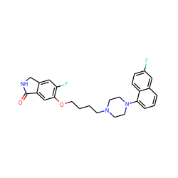 O=C1NCc2cc(F)c(OCCCCN3CCN(c4cccc5cc(F)ccc45)CC3)cc21 ZINC000064540458