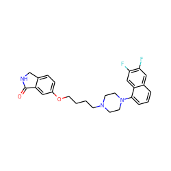 O=C1NCc2ccc(OCCCCN3CCN(c4cccc5cc(F)c(F)cc45)CC3)cc21 ZINC000043194096