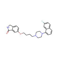 O=C1NCc2ccc(OCCCCN3CCN(c4cccc5ccc(F)cc45)CC3)cc21 ZINC000064540135