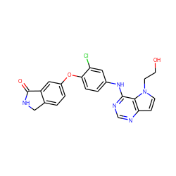 O=C1NCc2ccc(Oc3ccc(Nc4ncnc5ccn(CCO)c45)cc3Cl)cc21 ZINC000084652524