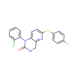 O=C1NCc2nc(Sc3ccc(F)cc3)ccc2N1c1ccccc1Cl ZINC000027316772