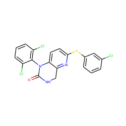 O=C1NCc2nc(Sc3cccc(Cl)c3)ccc2N1c1c(Cl)cccc1Cl ZINC000013587252