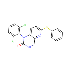 O=C1NCc2nc(Sc3ccccc3)ccc2N1c1c(Cl)cccc1Cl ZINC000013587244