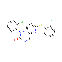 O=C1NCc2nc(Sc3ccccc3F)ccc2N1c1c(Cl)cccc1Cl ZINC000013587247