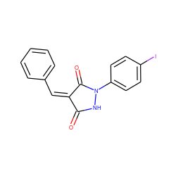 O=C1NN(c2ccc(I)cc2)C(=O)/C1=C\c1ccccc1 ZINC000000726017