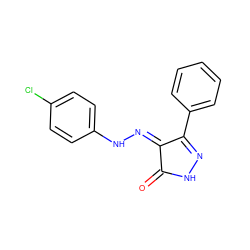 O=C1NN=C(c2ccccc2)/C1=N/Nc1ccc(Cl)cc1 ZINC000033848432