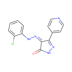 O=C1NN=C(c2ccncc2)/C1=N/Nc1ccccc1Cl ZINC000049033430