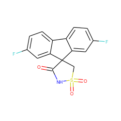 O=C1NS(=O)(=O)CC12c1cc(F)ccc1-c1ccc(F)cc12 ZINC000013446544