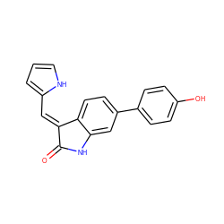 O=C1Nc2cc(-c3ccc(O)cc3)ccc2C1=Cc1ccc[nH]1 ZINC000073243005