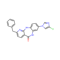 O=C1Nc2cc(-n3cnc(Cl)c3)ccc2Nc2nc(Cc3ccccc3)ccc21 ZINC000653709005