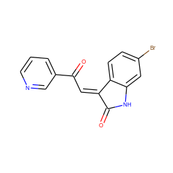 O=C1Nc2cc(Br)ccc2/C1=C\C(=O)c1cccnc1 ZINC000071333044