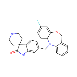 O=C1Nc2cc(CN3c4ccccc4COc4cc(F)ccc43)ccc2C12CCNCC2 ZINC000653719072