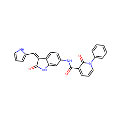 O=C1Nc2cc(NC(=O)c3cccn(-c4ccccc4)c3=O)ccc2/C1=C/c1ccc[nH]1 ZINC000205816788