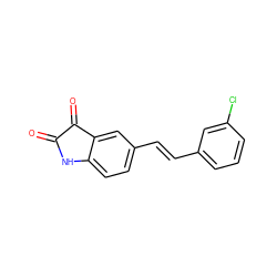 O=C1Nc2ccc(/C=C/c3cccc(Cl)c3)cc2C1=O ZINC000040834269