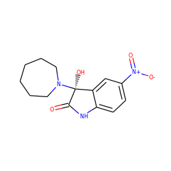 O=C1Nc2ccc([N+](=O)[O-])cc2[C@]1(O)N1CCCCCC1 ZINC000005015559