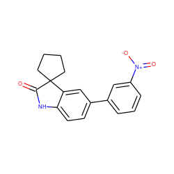 O=C1Nc2ccc(-c3cccc([N+](=O)[O-])c3)cc2C12CCCC2 ZINC000013860661