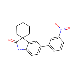 O=C1Nc2ccc(-c3cccc([N+](=O)[O-])c3)cc2C12CCCCC2 ZINC000013860663