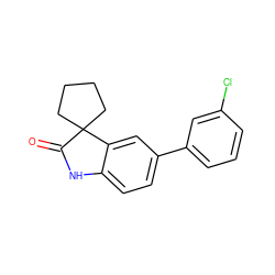 O=C1Nc2ccc(-c3cccc(Cl)c3)cc2C12CCCC2 ZINC000013860662