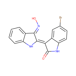 O=C1Nc2ccc(Br)cc2/C1=C1/Nc2ccccc2/C1=N\O ZINC000028970322