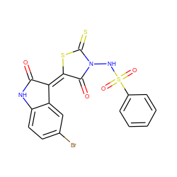 O=C1Nc2ccc(Br)cc2/C1=C1/SC(=S)N(NS(=O)(=O)c2ccccc2)C1=O ZINC000013122196