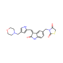 O=C1Nc2ccc(CN3C(=O)CSC3=O)cc2/C1=C/c1cc(CN2CCOCC2)c[nH]1 ZINC000113422876