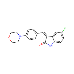 O=C1Nc2ccc(Cl)cc2/C1=C/c1ccc(N2CCOCC2)cc1 ZINC000003280663