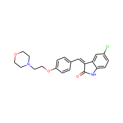 O=C1Nc2ccc(Cl)cc2/C1=C/c1ccc(OCCN2CCOCC2)cc1 ZINC000095557783