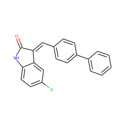 O=C1Nc2ccc(Cl)cc2/C1=C\c1ccc(-c2ccccc2)cc1 ZINC000033657199