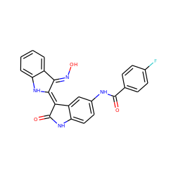 O=C1Nc2ccc(NC(=O)c3ccc(F)cc3)cc2/C1=C1/Nc2ccccc2/C1=N\O ZINC000653850063