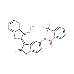 O=C1Nc2ccc(NC(=O)c3ccccc3C(F)(F)F)cc2/C1=C1/Nc2ccccc2/C1=N\O ZINC000653851525