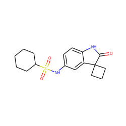 O=C1Nc2ccc(NS(=O)(=O)C3CCCCC3)cc2C12CCC2 ZINC000653726192