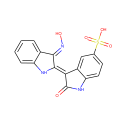 O=C1Nc2ccc(S(=O)(=O)O)cc2/C1=C1/Nc2ccccc2/C1=N\O ZINC000084466258