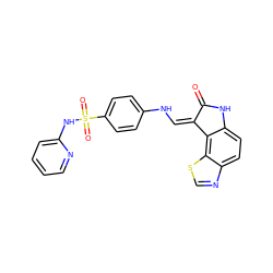 O=C1Nc2ccc3ncsc3c2/C1=C/Nc1ccc(S(=O)(=O)Nc2ccccn2)cc1 ZINC000020149036