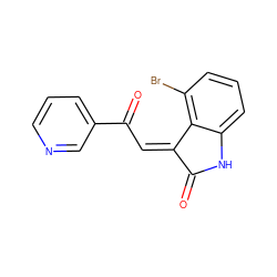 O=C1Nc2cccc(Br)c2/C1=C\C(=O)c1cccnc1 ZINC000101412654