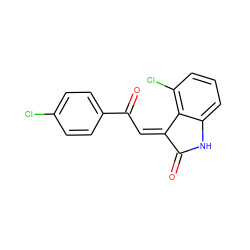 O=C1Nc2cccc(Cl)c2/C1=C\C(=O)c1ccc(Cl)cc1 ZINC000101412686