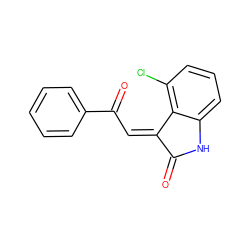 O=C1Nc2cccc(Cl)c2/C1=C\C(=O)c1ccccc1 ZINC000101412643