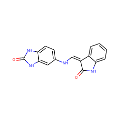 O=C1Nc2ccccc2/C1=C/Nc1ccc2[nH]c(=O)[nH]c2c1 ZINC000003980652