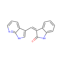 O=C1Nc2ccccc2/C1=C/c1c[nH]c2ncccc12 ZINC000040310084