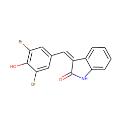 O=C1Nc2ccccc2/C1=C/c1cc(Br)c(O)c(Br)c1 ZINC000001007417