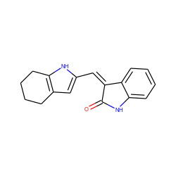 O=C1Nc2ccccc2/C1=C/c1cc2c([nH]1)CCCC2 ZINC000004392003