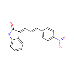 O=C1Nc2ccccc2/C1=C\C=C\c1ccc([N+](=O)[O-])cc1 ZINC000474603556