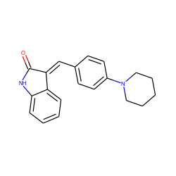 O=C1Nc2ccccc2/C1=C\c1ccc(N2CCCCC2)cc1 ZINC000012352670