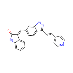 O=C1Nc2ccccc2/C1=C\c1ccc2c(/C=C/c3ccncc3)n[nH]c2c1 ZINC000096273691